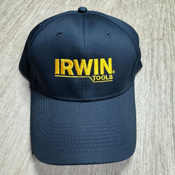 Irwin Tools Hat Cap Navy Blue Embroidered Script Logo NWOT Strap Back Workwear - Picture 1 of 3